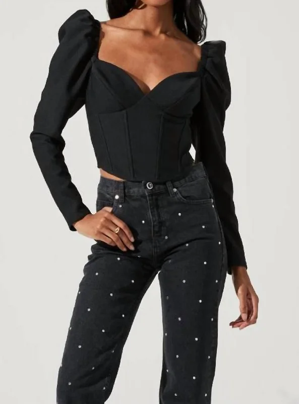 Betty Sweetheart Top In Black Effortless Sophistication