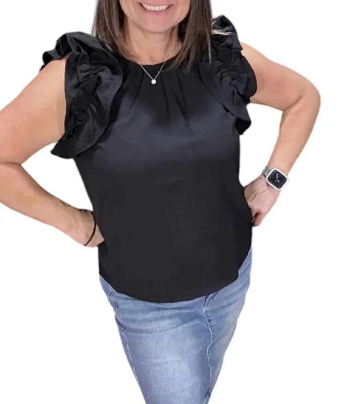 Ruffle Top In Black Women's Urban Fashion