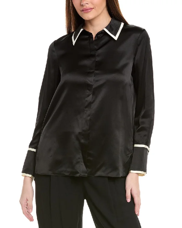 Reiss Murphy Tipped Silk Shirt Hot Styles