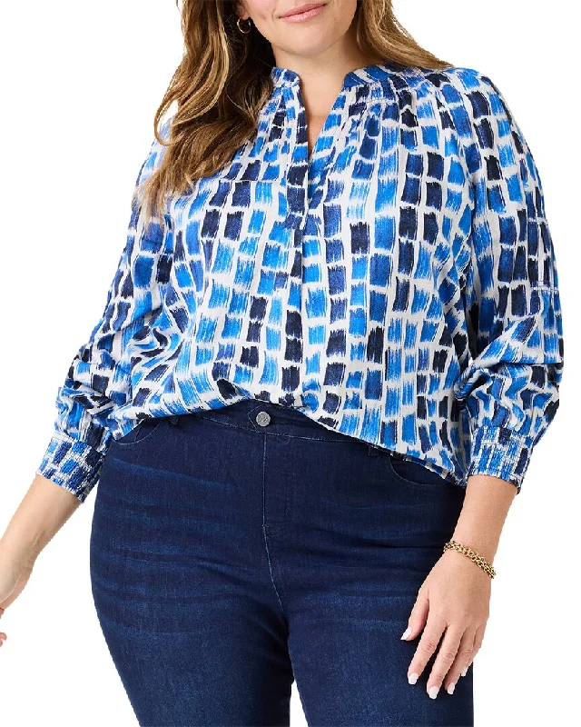 NIC+ZOE Plus Brushstroke Blues Top Sophisticated Cut