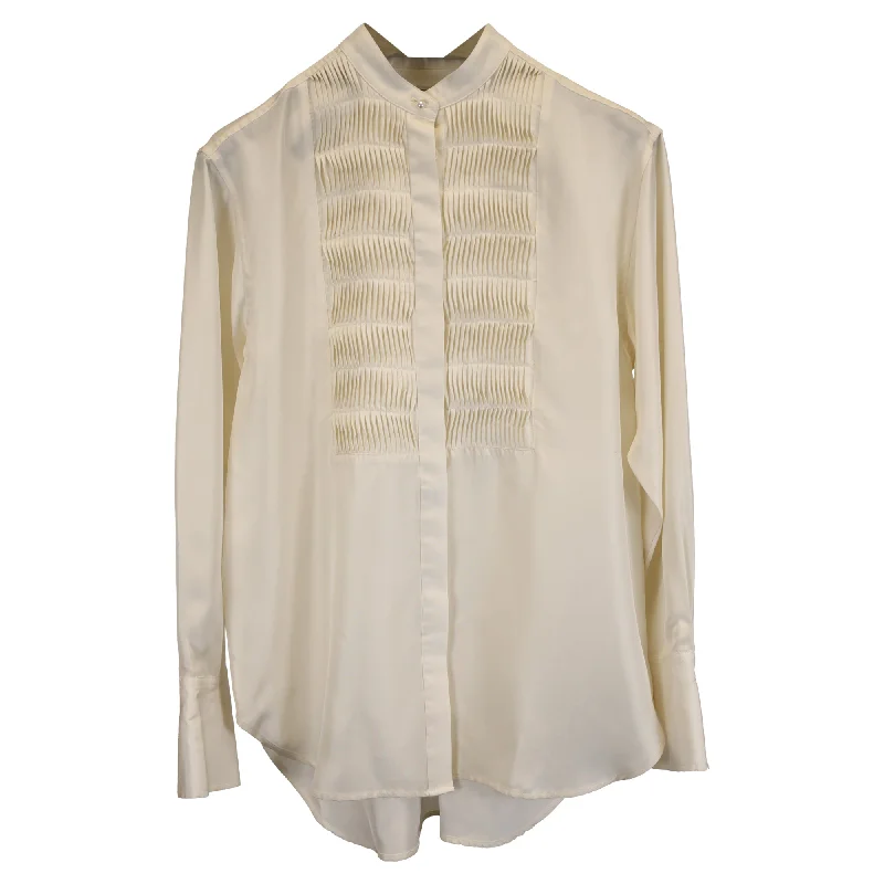 Toteme Wavy Pleat Bib Shirt in Ivory Silk Weekend Special