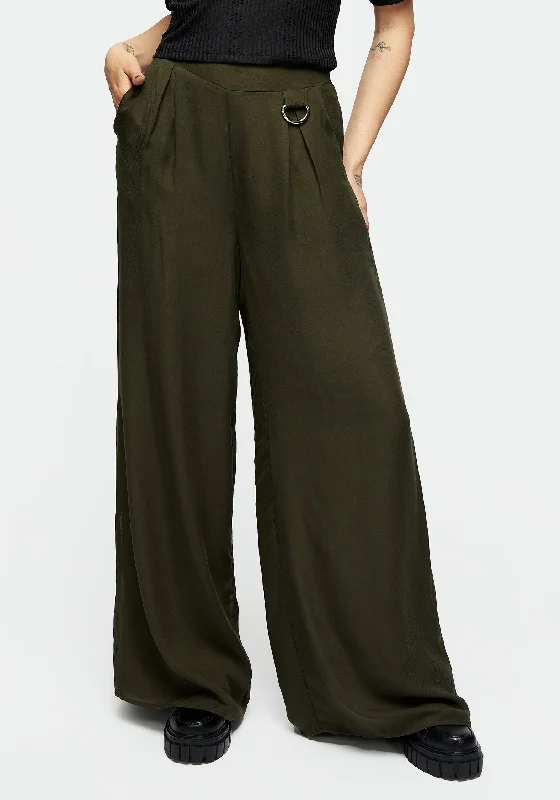 Descensum Wide Leg Green Trousers Fashion Sale