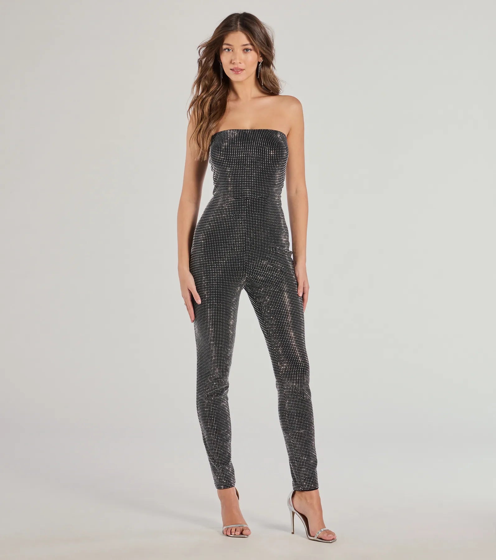 Glam Muse Rhinestone Strapless Jumpsuit Budget Friendly Fashion