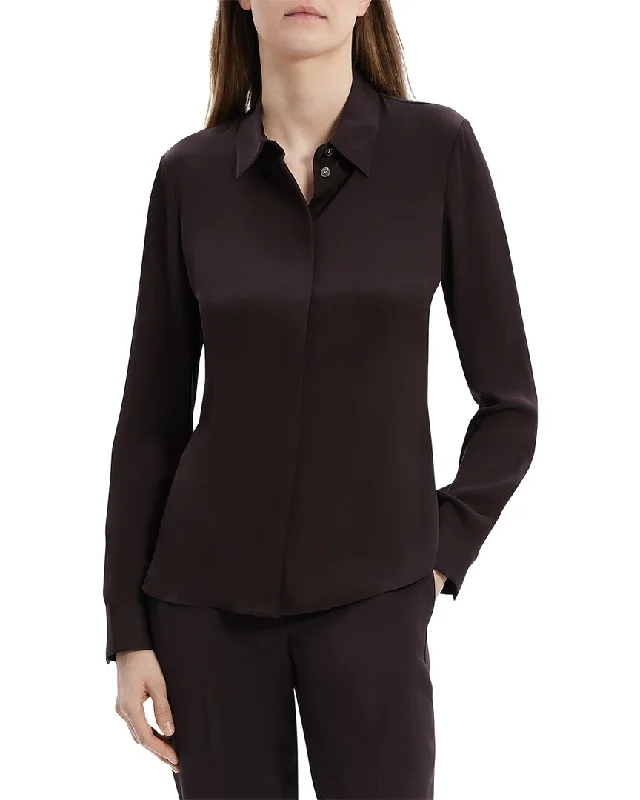 Theory Classic Fitted Silk Shirt Everyday Glamour