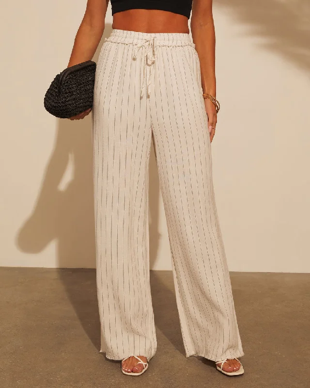 Lucienne Striped Straight Leg Pants Soft Textures