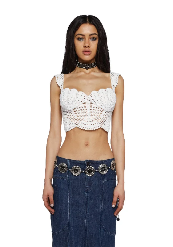 Washed Ashore Crochet Top - White Limited Time Deal