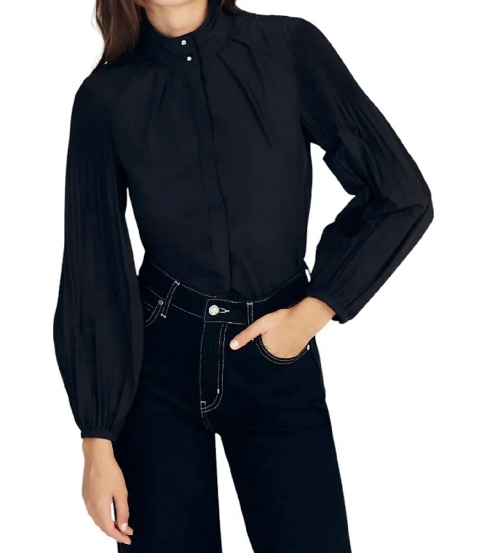 Lupa Pleated Sleeve Top In Black Special Occasion Wear