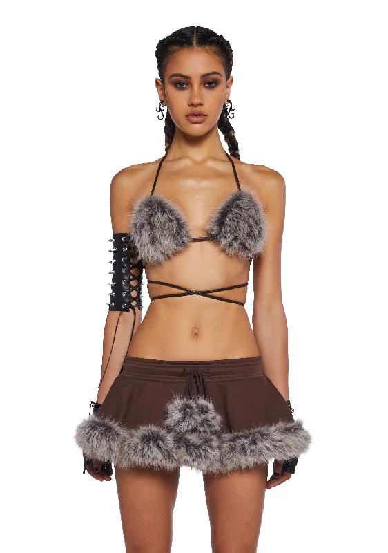 Icy Revival Faux Fur Top - Brown Elevated Style