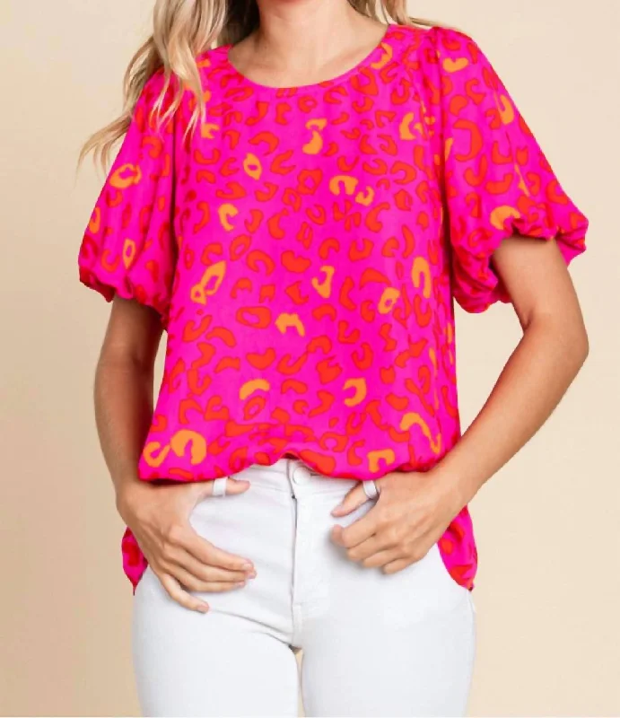 Leopard Love Top In Hot Pink Luxury Style