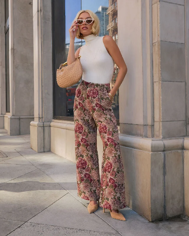 Moment In Time Floral Tapestry High Rise Pants Vintage Charm