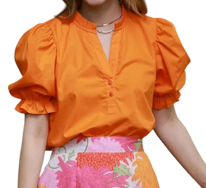 Isla Top In Tangerine Timeless Elegant