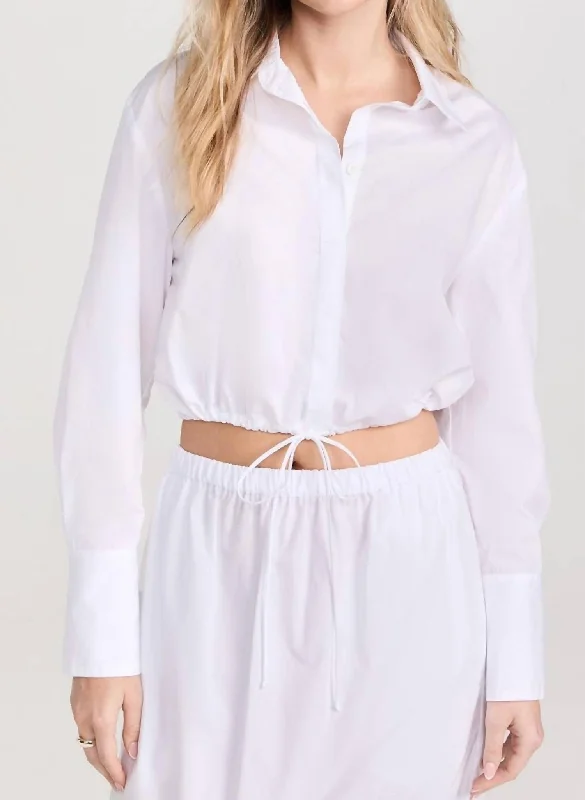 Poplin Drawcord Shirt In White Luxury Fashion