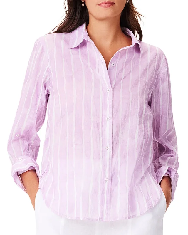 NIC+ZOE Watercolor Stripe Girlfriend Shirt Trendy Street Style