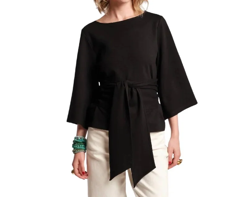 Whitney Wrap Top In Black Elegant Attire For The Modern Lady