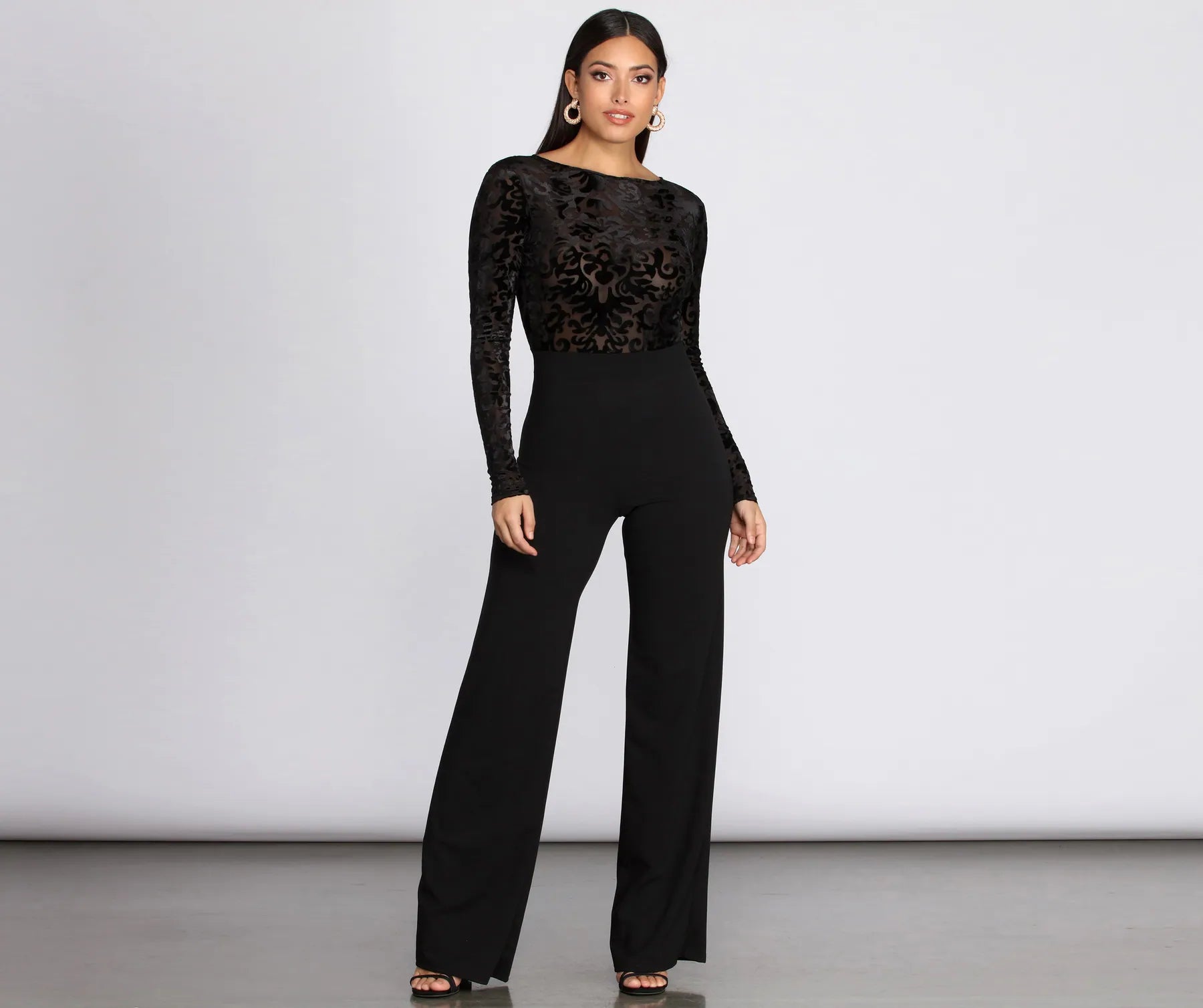 Mesh Burnout Jumpsuit Hot Styles