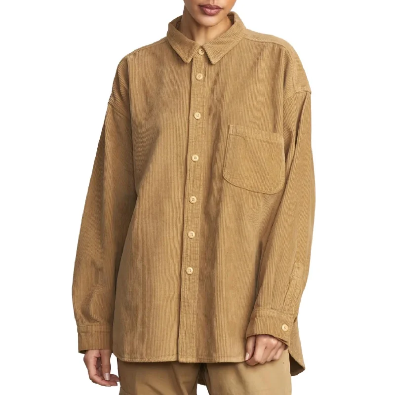 Imari Oversized Corduroy Shirt In Safari Classic Timeless Elegant Style