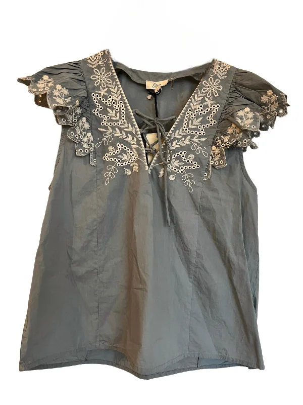 Women's Ruffled Top In Blue Natural Fashion Deal