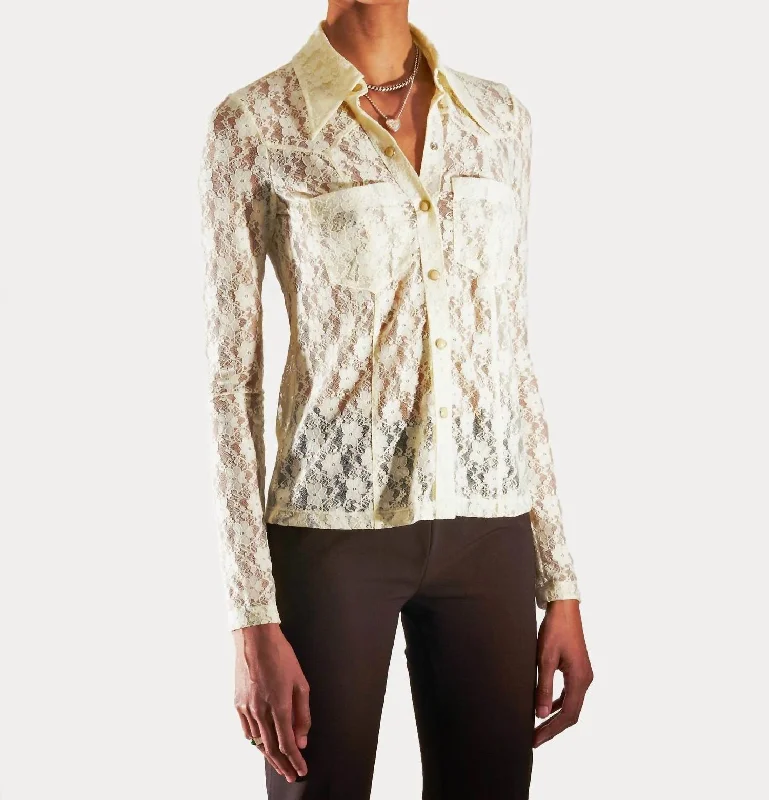 Lace Alaina Shirt In Ivory Odd Size Clearance Sale