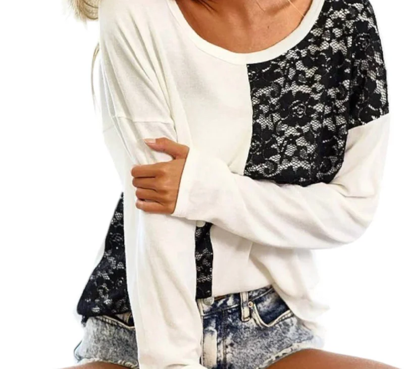 Ideal Day Top In Black/white Vintage Look