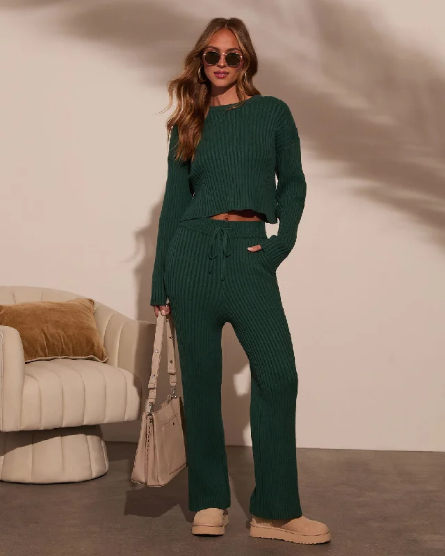 Alliena Ribbed Wide Leg Pants Fashion Sale