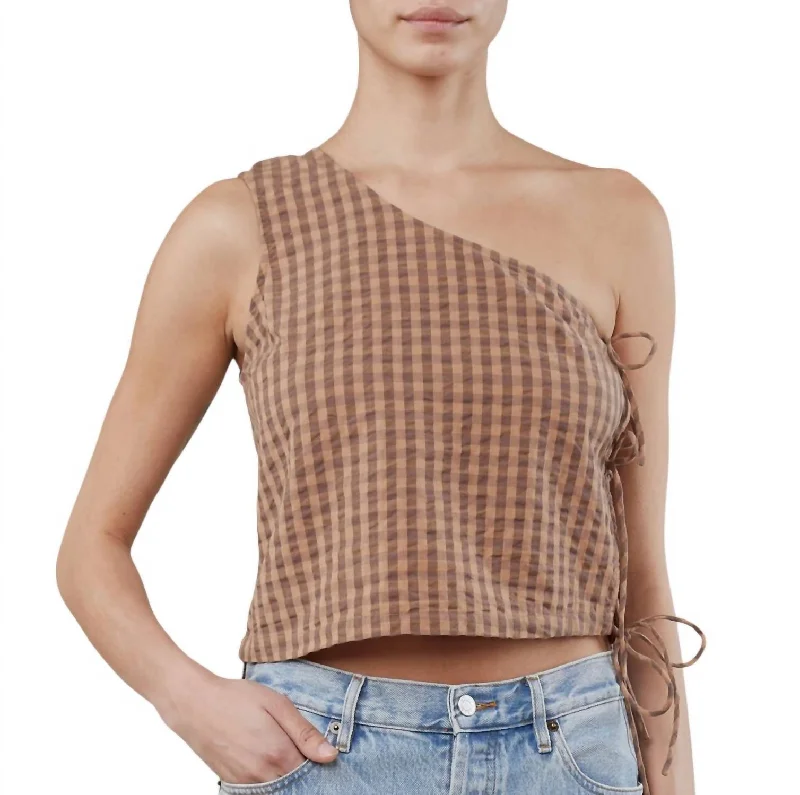 Amelia Top In Pecan Gingham Versatile Wardrobe Essentials