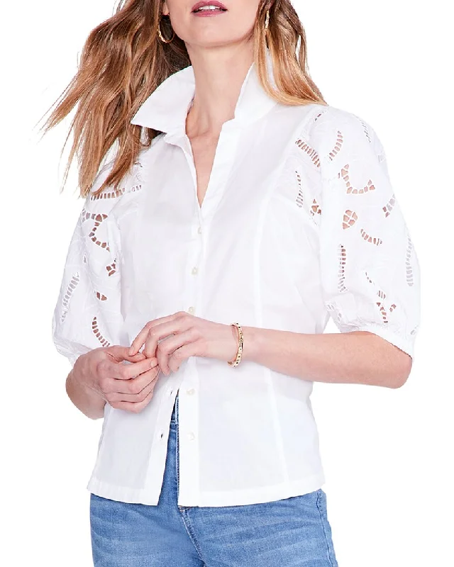 NIC+ZOE Eyelet Sleeves Shirt Effortless Grace