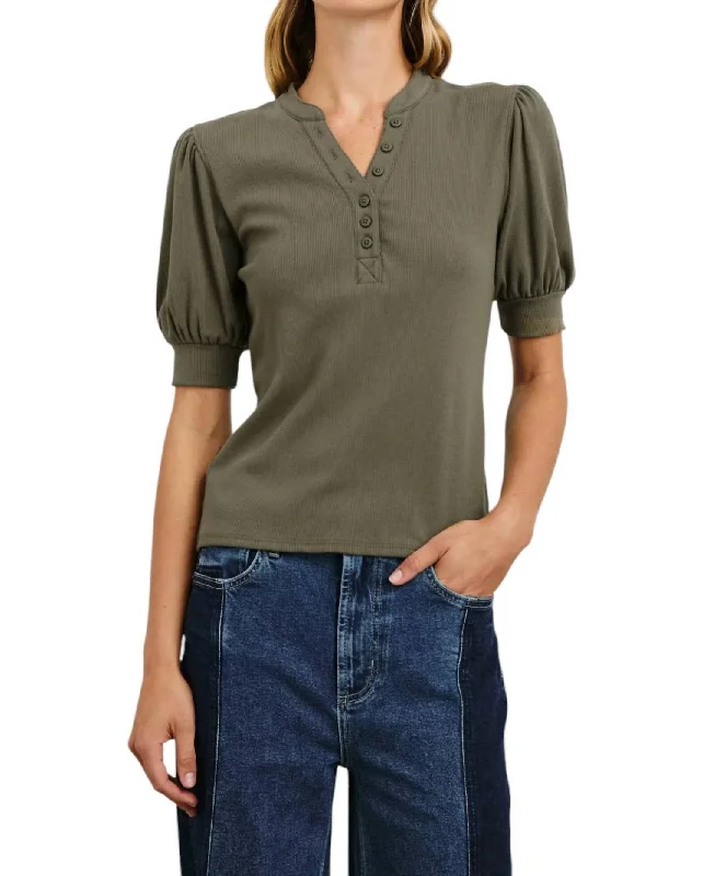 Jewel Top In Olive Vibrant Femme Fashion