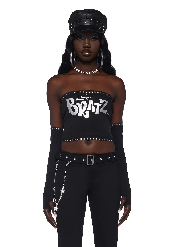 Rebel Bling Tube Top And Glove Set Women's Urban Fashion