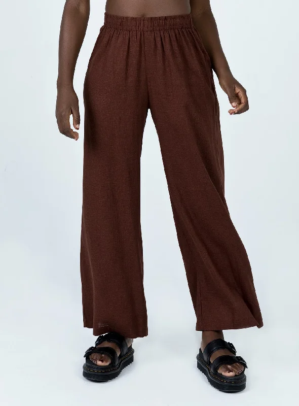 Louis Linen Blend Pants Brown Eclectic Style Wardrobe