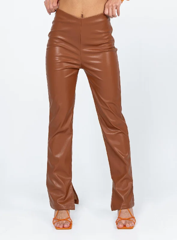 Perama PU Pants Brown Low Price Special