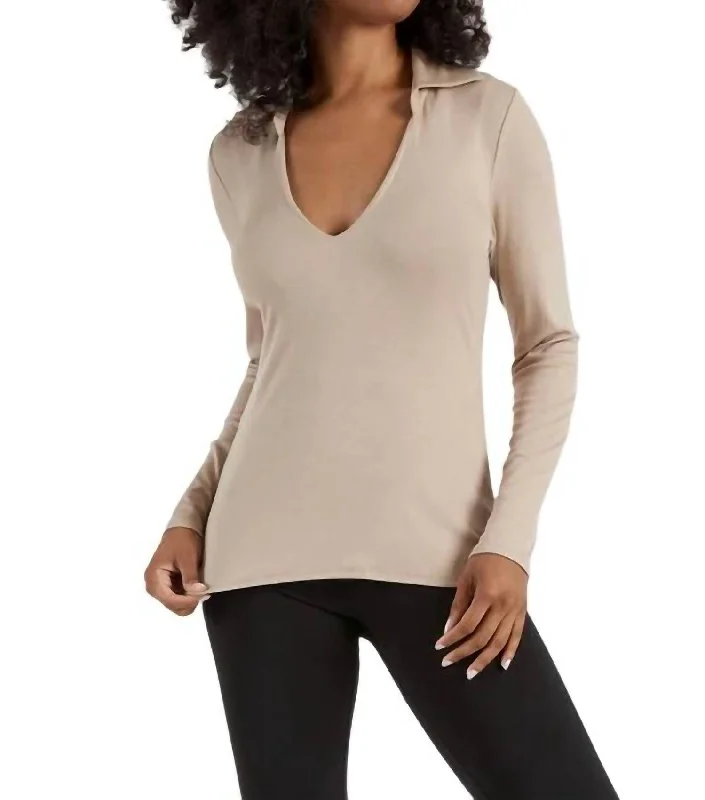 Virgo Top In Beige Soft Textures