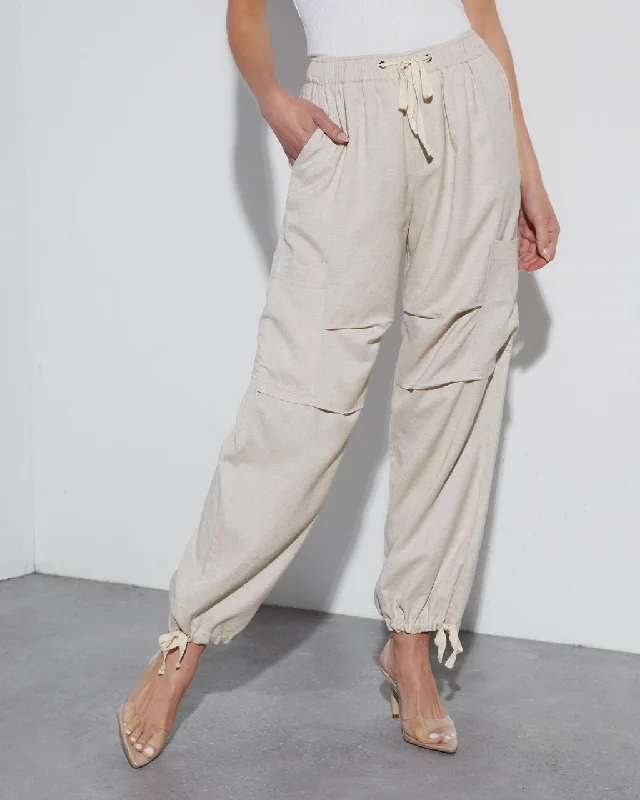 Mandy Linen High Rise Cargo Pants Elegant Styles