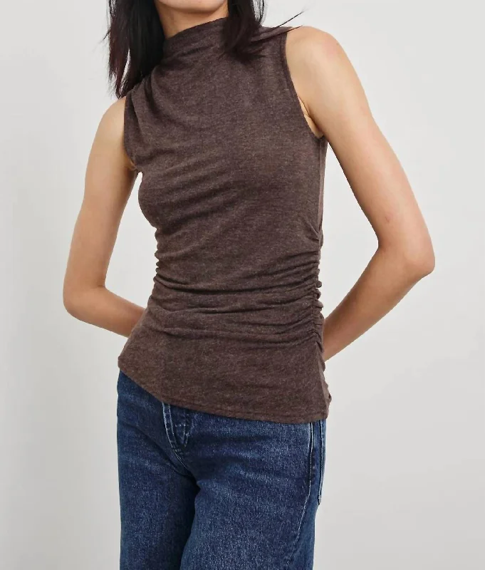 Christen Top In Heather Brown Chic Style