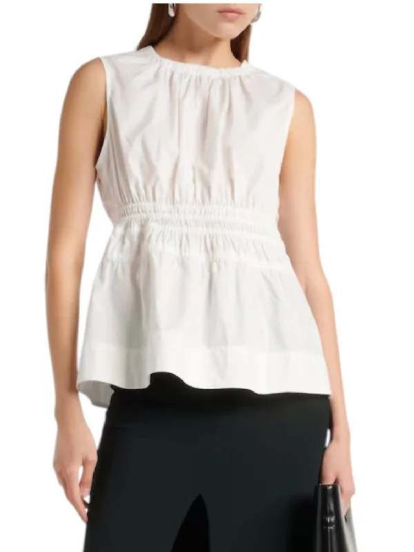 Birdie Poplin Top In Off White Elegant Contour