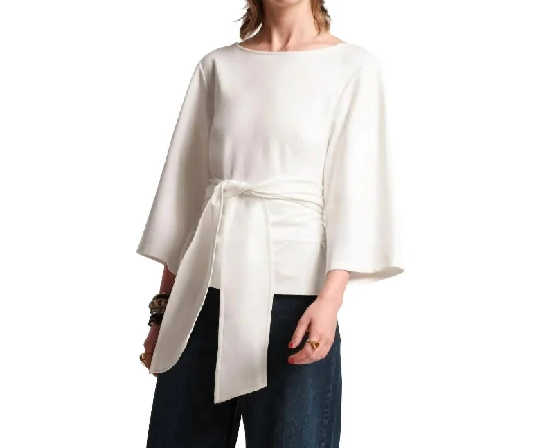 Whitney Wrap Top In White Seasonal Fashion