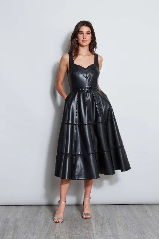 Vegan Leather Fit & Flare Dress Trend Driven Wardrobe