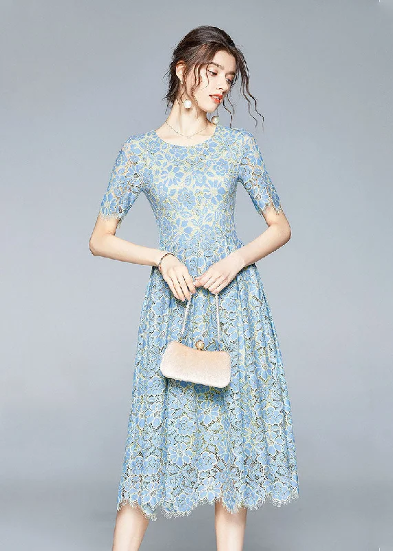 Blue Lace Cinch Dresses Zip Up Exra Large Hem Summer Limited Stock