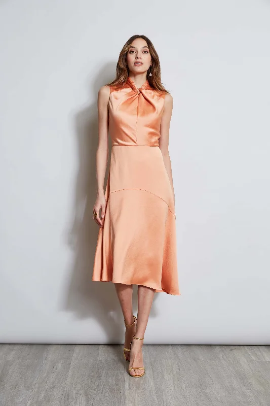 Twist Neck Satin Dress Exclusive Discount