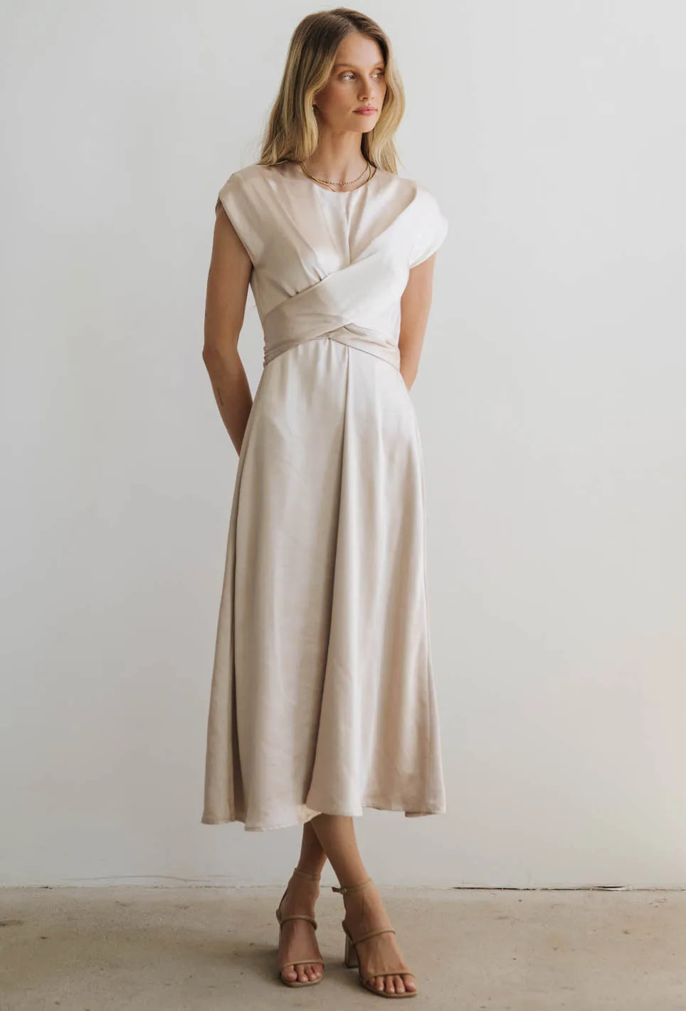 Rosalind Midi Dress in Champagne Wardrobe Upgrade