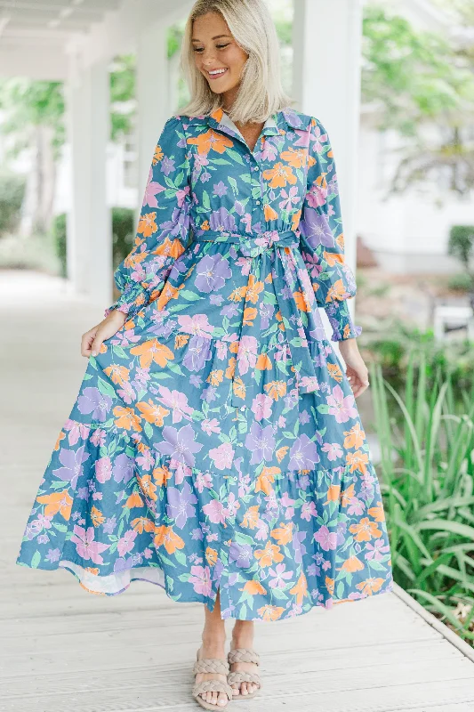 Back At It Blue Floral Maxi Dress Fashion Forward, Function First