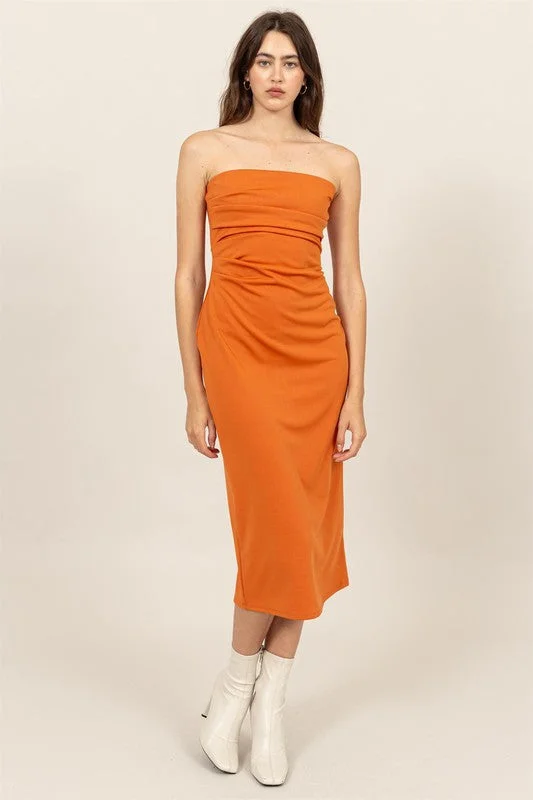 Chashi Midi Dress- Burnt Orange Vibrant Styles