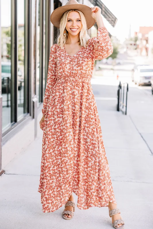 Search For Joy Taupe Brown Ditsy Floral Maxi Dress Celebrate With Big Savings