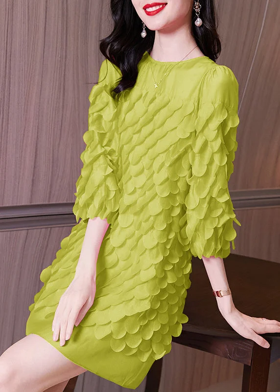 Loose Green Puff Sleeve Three Dimensional Petal Dress Bracelet Sleeve Special Offer