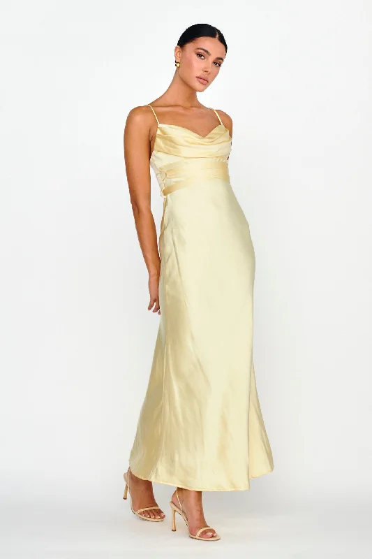 Starring Role Cowl Bust Waist Tie Dress Butter Graceful Drape