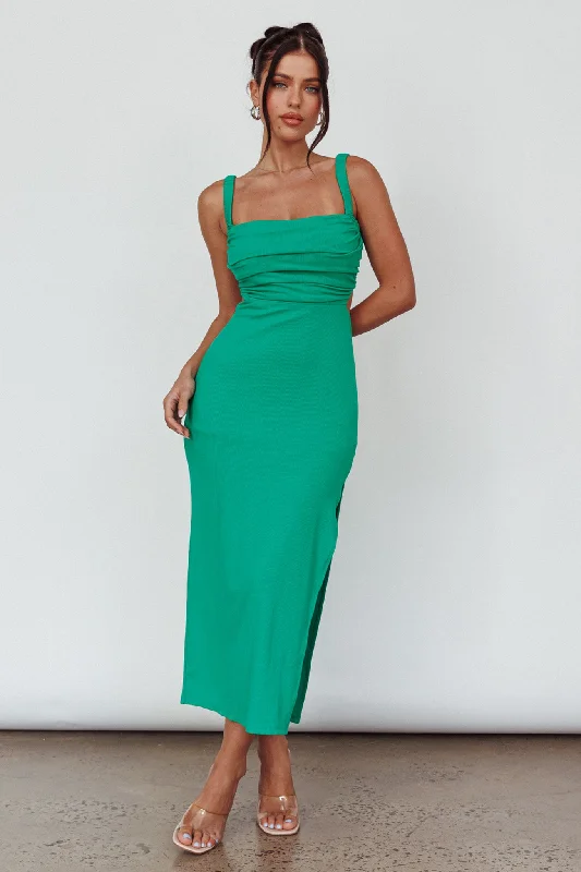 Cosmic Love Strappy Back Midi Dress Green Fashion Sale