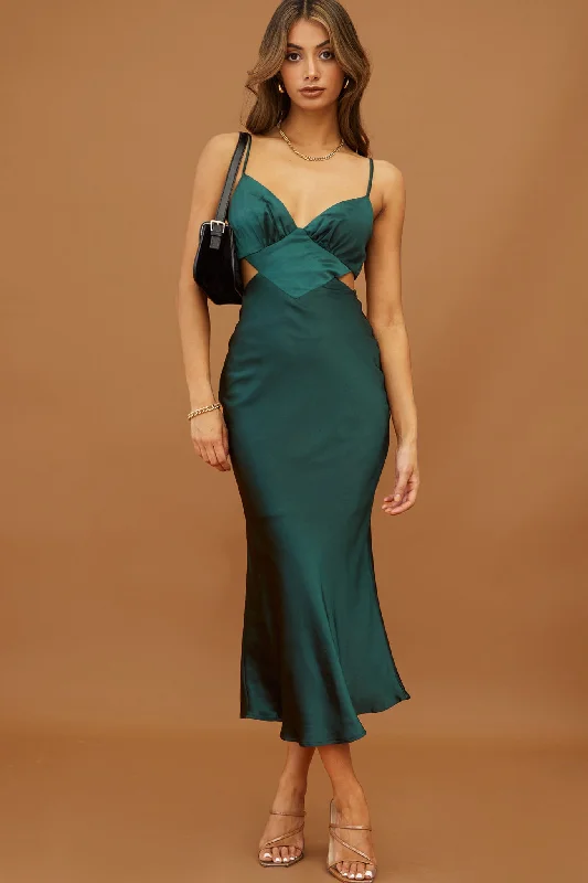 City Lights Cut-Out Waist Strappy Back Midi Dress Jade Hot Sale