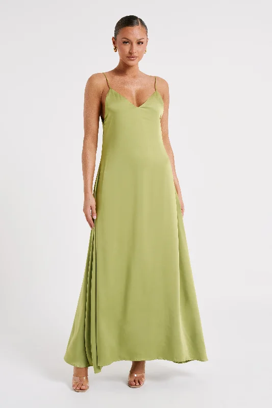 Beatrice Flowy Maxi Dress - Parakeet Green Great Deals On Ethnic Cultural Wear