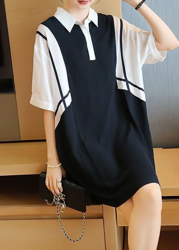 Women Colorblock Oversized Patchwork Cotton Mid Dress Summer Fashion Essentials