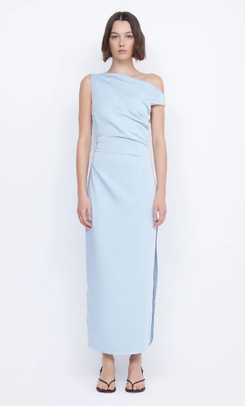 ROCHELLE ASYM MIDI DRESS - DOLPHIN BLUE Flash Deals