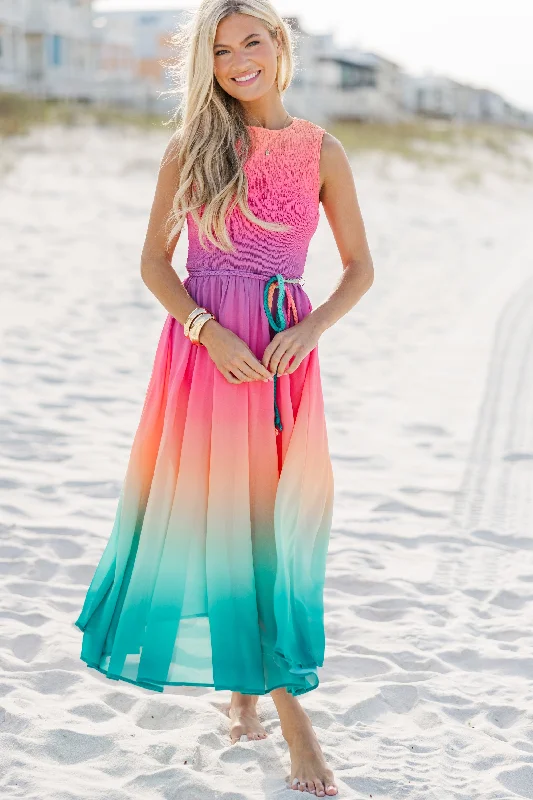 Living On The Edge Pink Ombre Maxi Dress Signature Style Essentials